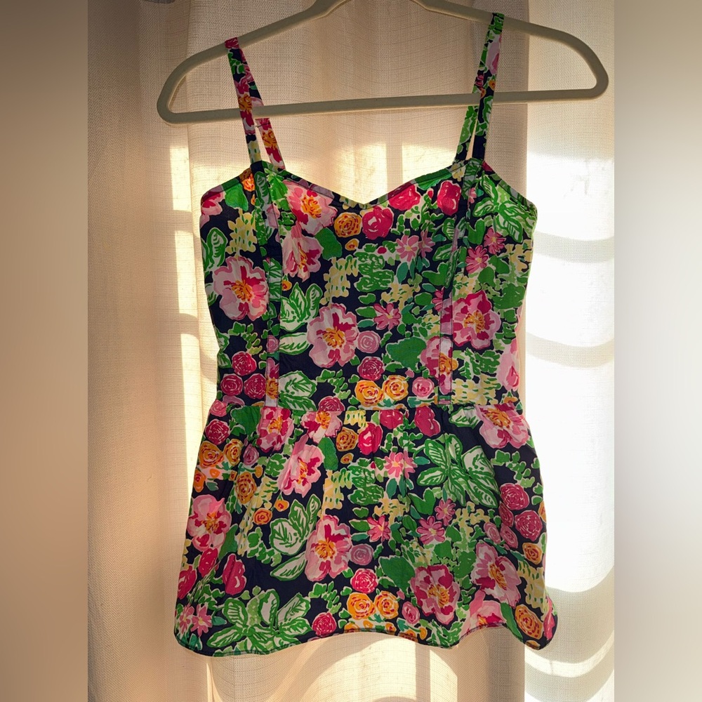 lilly pulitzer 2 Gardenia Floral Mini Getaway Garden Peplum Top New
